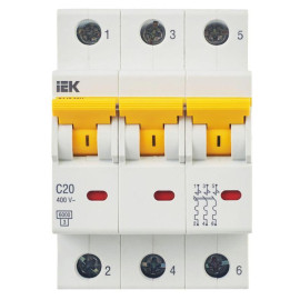 Выключатель автоматический модульный 3п C 20А 6кА ВА47-60M KARAT IEK MVA31-3-020-C