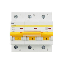 Выключатель автоматический модульный 3п D 63А 10кА ВА47-100 KARAT IEK MVA40-3-063-D