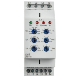 Реле фаз ORF-10 3ф 2 конт. 127-265В AC с контр. нейтр. ONI ORF-10-127-265VAC