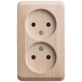 Розетка 2-м ОП Этюд Дача 16А IP20 250В без заземл. без защ. шторок сосна SE PA16-005D