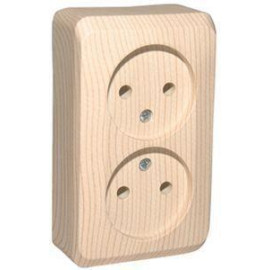 Розетка 2-м ОП Этюд Дача 16А IP20 250В без заземл. без защ. шторок сосна SE PA16-005D