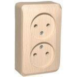 Розетка 2-м ОП Этюд Дача 16А IP20 250В без заземл. без защ. шторок сосна SE PA16-005D