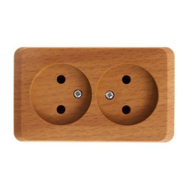 Розетка 2-м ОП Этюд Дача 16А IP20 250В без заземл. без защ. шторок бук SE PA16-005T