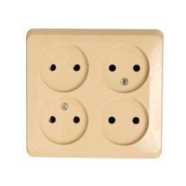 Розетка 4-м ОП Этюд 16А IP20 250В без заземл. без защ. шторок крем. SE PA16-205K
