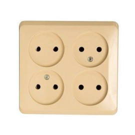 Розетка 4-м ОП Этюд 16А IP20 250В без заземл. без защ. шторок крем. SE PA16-205K