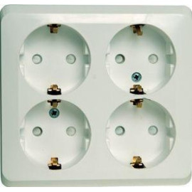 Розетка 4-м ОП Этюд 16А 250В с заземл. защ. шторки бел. SE PA16-208B