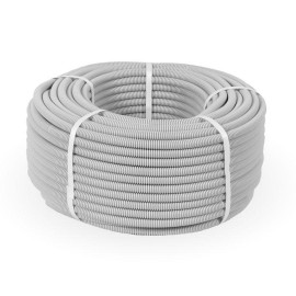 Труба гофрированная ПВХ легкая d16мм с протяжкой 350 Н сер. (уп.100м) Промрукав PR.011631