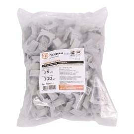 Держатель для труб (клипса) d25мм для монтажн. пистолета сер. в п/э Промрукав PR13.0121