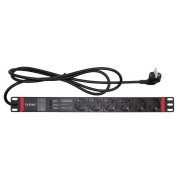 Блок распределения питания 6-м 16А Schuko вх. разъем Schuko для 19дюйм шкафов защита от перенапряж. с индикатором сети DKC R519SH6OPSHSP