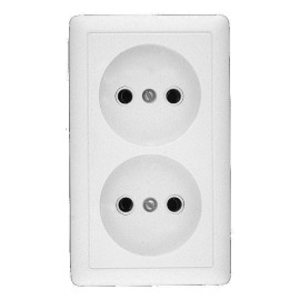 Розетка 2-м ОП Хит 16А IP20 250В без заземл. без защ. шторок бел. SE RA16-237-B