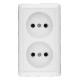 Розетка 2-м ОП Хит 16А IP20 250В без заземл. без защ. шторок бел. SE RA16-237-B