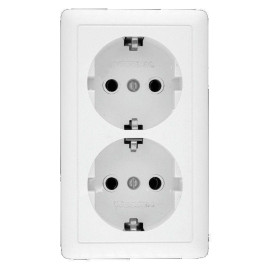 Розетка 2-м ОП Хит 16А 250В с заземл. без защ. шторок бел. SE RA16-238-B