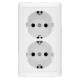 Розетка 2-м ОП Хит 16А 250В с заземл. без защ. шторок бел. SE RA16-238-B