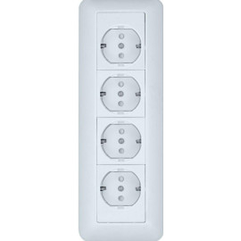 Розетка 4-м ОП Blanca / Прима 16А IP20 250В с заземл. защ. шторки с монтажн. пластиной (розн. упак.) бел. SE RA16-411M-BI