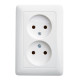 Розетка 2-м СП Хит 16А IP21 250В без заземл. без защ. шторок бел. SE RS16-235-B