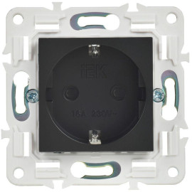 Розетка SKANDY 16А с заземл. защ. шторки безвинт. крепл. SK-R06Bl черн. IEK SK-R14-16-1-K02