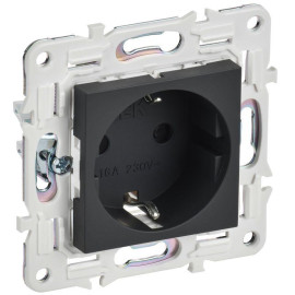 Розетка SKANDY 16А с заземл. защ. шторки безвинт. крепл. SK-R06G графит IEK SK-R14-16-1-K53