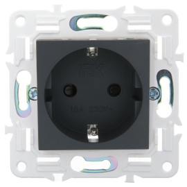 Розетка SKANDY 16А с заземл. защ. шторки безвинт. крепл. SK-R06G графит IEK SK-R14-16-1-K53