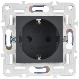 Розетка SKANDY 16А с заземл. защ. шторки SK-R04G графит IEK SK-R14-16-K53