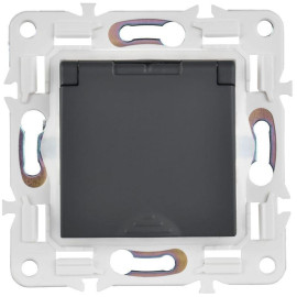 Розетка 1-м SKANDY 16А IP44 с заземл. защ. шторки с крышкой SK-R11G графит IEK SK-R16-16-44-K53