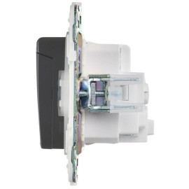 Розетка 1-м SKANDY 16А IP44 с заземл. защ. шторки с крышкой SK-R11G графит IEK SK-R16-16-44-K53