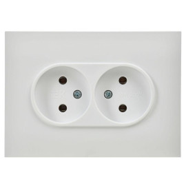 Розетка 2-м SKANDY 10А без заземл. без защ. шторок в сборе SK-R10W арктич. бел. IEK SK-R20-10-K01-F