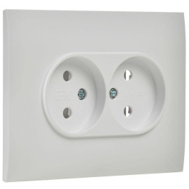 Розетка 2-м SKANDY 10А без заземл. без защ. шторок в сборе SK-R10W арктич. бел. IEK SK-R20-10-K01-F
