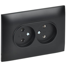 Розетка 2-м SKANDY 10А без заземл. без защ. шторок в сборе SK-R10Bl черн. IEK SK-R20-10-K02-F