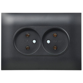 Розетка 2-м SKANDY 10А без заземл. без защ. шторок в сборе SK-R10Bl черн. IEK SK-R20-10-K02-F