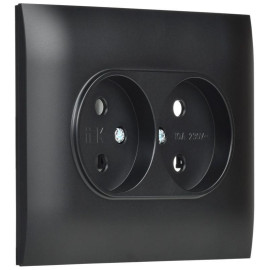 Розетка 2-м SKANDY 10А без заземл. без защ. шторок в сборе SK-R10Bl черн. IEK SK-R20-10-K02-F