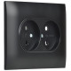 Розетка 2-м SKANDY 10А без заземл. без защ. шторок в сборе SK-R10Bl черн. IEK SK-R20-10-K02-F