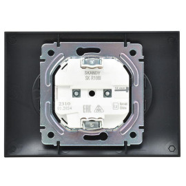 Розетка 2-м SKANDY 10А без заземл. без защ. шторок в сборе SK-R10Bl черн. IEK SK-R20-10-K02-F