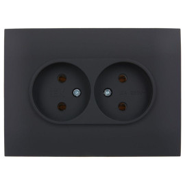 Розетка 2-м SKANDY 10А без заземл. без защ. шторок в сборе SK-R10G графит IEK SK-R20-10-K53-F