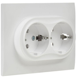 Розетка 2-м SKANDY 16А с заземл. без защ. шторок в сборе SK-R08W арктич. бел. IEK SK-R21-16-K01-F