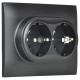 Розетка 2-м SKANDY 16А с заземл. без защ. шторок в сборе SK-R08Bl черн. IEK SK-R21-16-K02-F