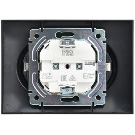 Розетка 2-м SKANDY 16А с заземл. без защ. шторок в сборе SK-R08Bl черн. IEK SK-R21-16-K02-F