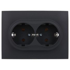 Розетка 2-м SKANDY 16А с заземл. без защ. шторок в сборе SK-R08G графит IEK SK-R21-16-K53-F