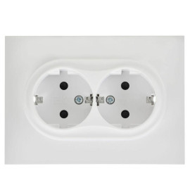 Розетка 2-м SKANDY 16А с заземл. защ. шторки в сборе SK-R07W арктич. бел. IEK SK-R24-16-K01-F