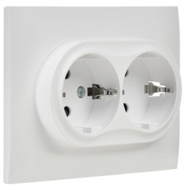 Розетка 2-м SKANDY 16А с заземл. защ. шторки в сборе SK-R07W арктич. бел. IEK SK-R24-16-K01-F