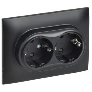 Розетка 2-м SKANDY 16А с заземл. защ. шторки в сборе SK-R07Bl черн. IEK SK-R24-16-K02-F