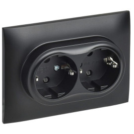 Розетка 2-м SKANDY 16А с заземл. защ. шторки в сборе SK-R07Bl черн. IEK SK-R24-16-K02-F