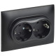 Розетка 2-м SKANDY 16А с заземл. защ. шторки в сборе SK-R07Bl черн. IEK SK-R24-16-K02-F
