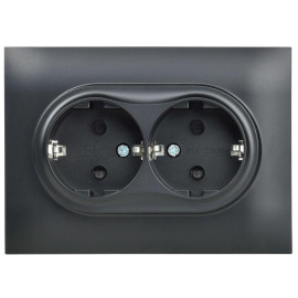 Розетка 2-м SKANDY 16А с заземл. защ. шторки в сборе SK-R07Bl черн. IEK SK-R24-16-K02-F