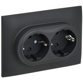 Розетка 2-м SKANDY 16А с заземл. защ. шторки в сборе SK-R07G графит IEK SK-R24-16-K53-F