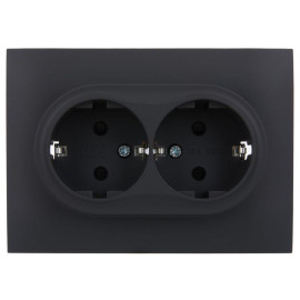 Розетка 2-м SKANDY 16А с заземл. защ. шторки в сборе SK-R07G графит IEK SK-R24-16-K53-F