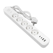 Удлинитель 5х3м IP20 2USB 2.4А+2type-C LUX 1.5кв.мм EKF UBA-LUX-503-TC
