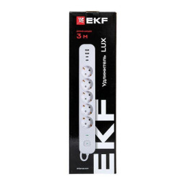 Удлинитель 5х3м IP20 2USB 2.4А+2type-C LUX 1.5кв.мм EKF UBA-LUX-503-TC
