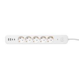 Удлинитель 5х5м IP20 2USB 2.4А+2type-C LUX 1.5кв.мм EKF UBA-LUX-505-TC