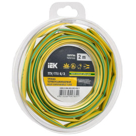 Трубка термоусадочная ТТУ нг-LS 6/3 желт./зел. (уп.2м) IEK UDR12-006-003-002-K52-T
