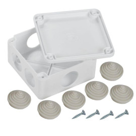 Коробка распаячная ОП КМ 100х100х45 IP44 6 вводов бел. IEK UKO11-100-100-045-K01-44